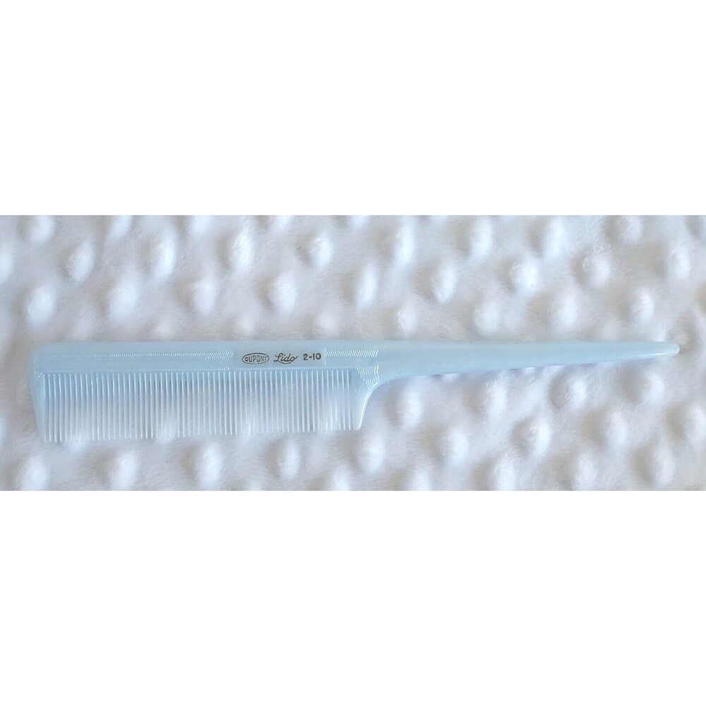 Vintage Dupont Rat Tail Comb Lido Nylon Ice Blue Vanity Table Hair Brush Styling